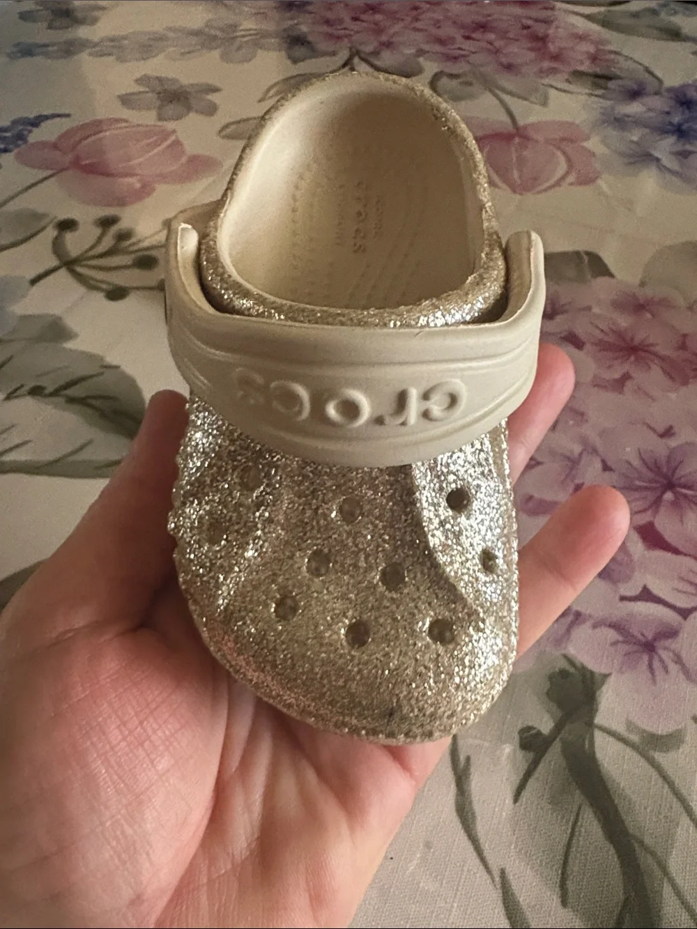CROCS Kids Glitter Clog in Gold